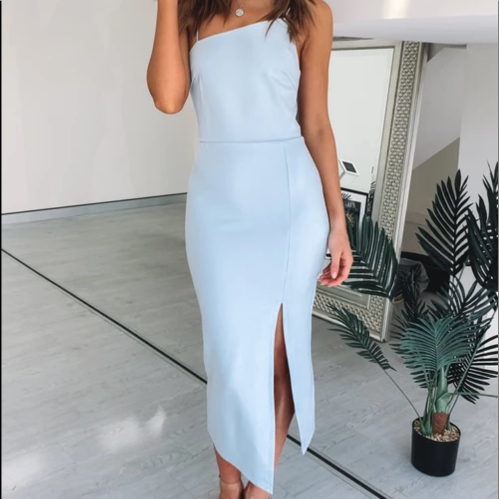 light blue midi dress